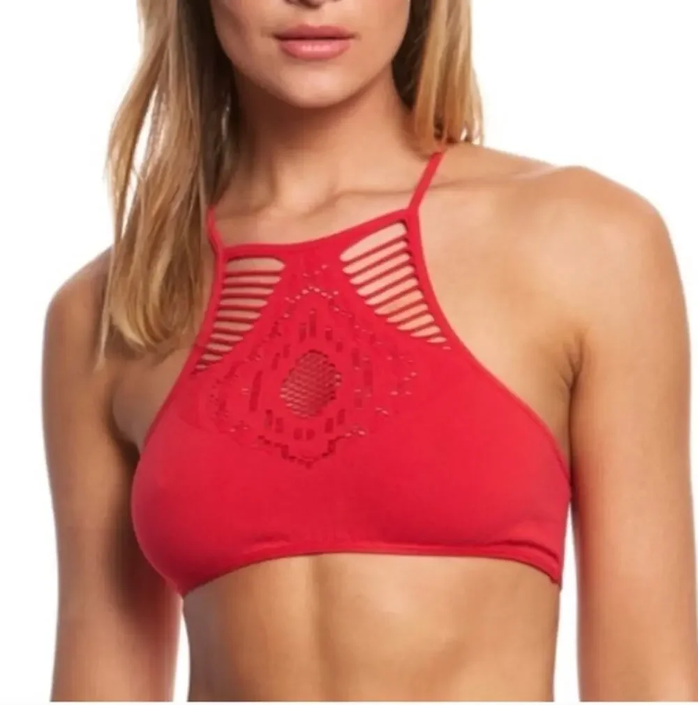 Intimately Free People Hanalei High Neck Bralette Red Womens M/L Boho Festival